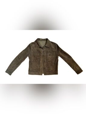 Suede Trucker Jacket | Olive | US 2-4